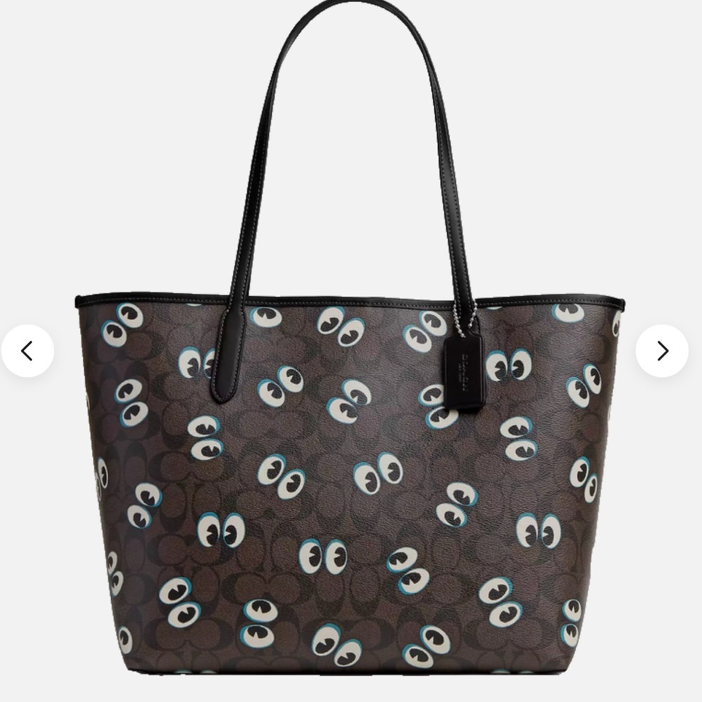 Coach City Tote Signature Canvas Halloween Eyes NWT